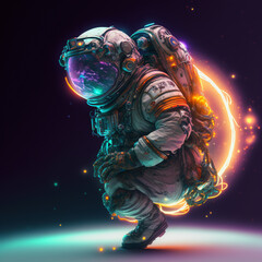 Obraz na płótnie Canvas Stacy astronaut with cyber punk neon ultradetailed hyper realistic style