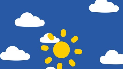 animation night to day timelapse. sun rise motion animation in flat style.