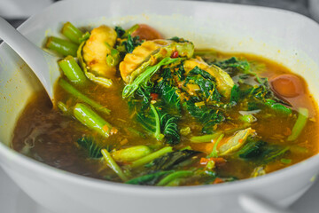 Fish and Baegu leaf Curry, the delicious traditional food from north of Thailand.