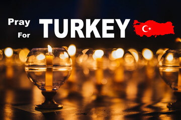 Group of Candle lantern glass for pray for Turkey affected by earthquake