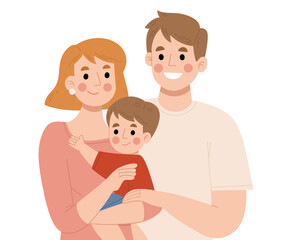 Illustration of a happy little family