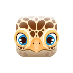 Cartoon turtle kawaii square animal face, tortoise