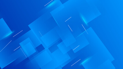 Digital image of rectangles overlap on blue background. Dynamic lines abstract background.