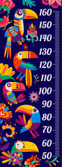 Kids height chart with cartoon brazilian toucans