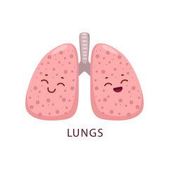 Cartoon lungs human body organ character, anatomy