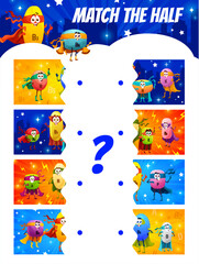 Fototapeta premium Match the half of cartoon cute superhero vitamin