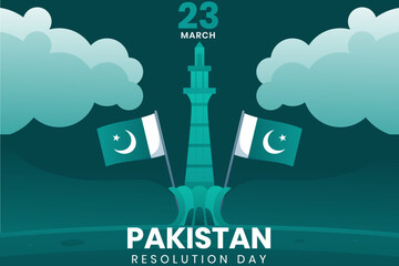 23th of march pakistan day celebration background. Happy Pakistan's day 23th of march 1956. Vector Illustration. 
 - obrazy, fototapety, plakaty
