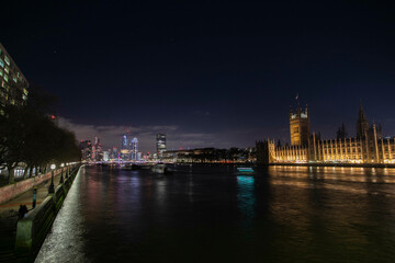 Fototapeta na wymiar London Skyline at night. River Thames