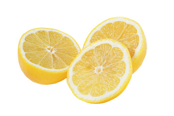 Fototapeta na wymiar Fresh lemon slices on transparent png