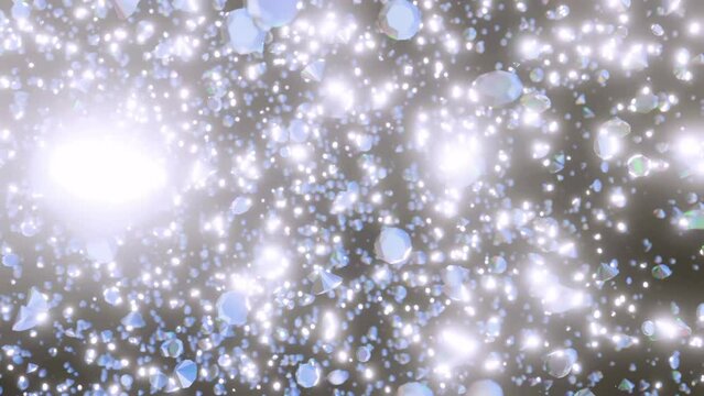 4K Diamonds. Diamond dust particle render. Abstract motion background of thousands of sparkly round brilliant diamonds falling and floating slowly.