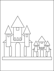 Haunted House Halloween Coloring Page for Kids .