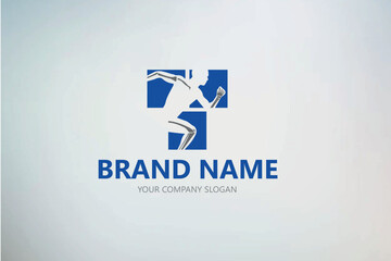 Active man, running silhouette, joint pain symbols, Logo/Icon. Physiotherapy treatment design template vector with people run. Colorful vector health. Physiotherapy clinic logo. Knee Bone Logo designs