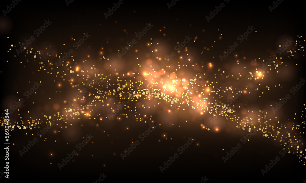 Wall mural abstract gold color mist element on black background