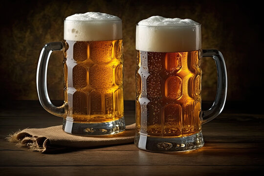 Draught beer in glasses 