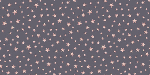 Cute baby kids stars vector seamless pattern in pink stars on gray - violet background