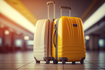 Suitcases in airport. Travel concept