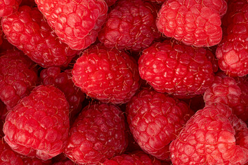 Fresh juicy raspberries bright background. Close-up.