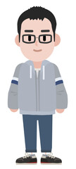 Young man cartoon in sports jacket