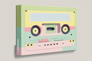 Pastel colours cassette tape - Generative AI