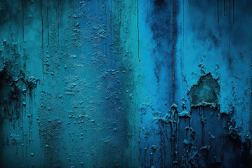 Texture: a close up of a blue wall with peeling paint