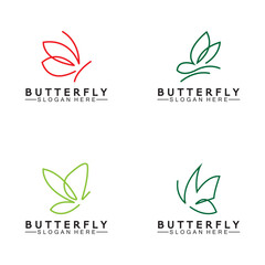 Simple Butterfly monoline logo-Vector illustration