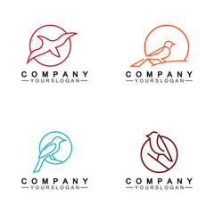 Line art bird logo vector illustration design  minimalist bird icon symbol