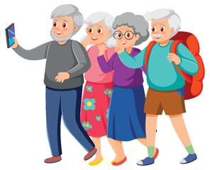 Group of senior people taking a selfie