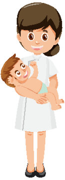 Nurse holding baby cartoon character