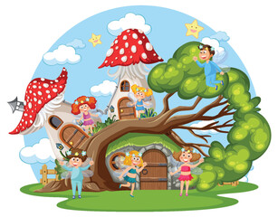Fairytale house in cartoon style