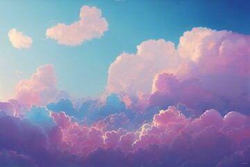Fototapeta Sky with soft clouds in pastel tone for backgrounds. Generative AI obraz
