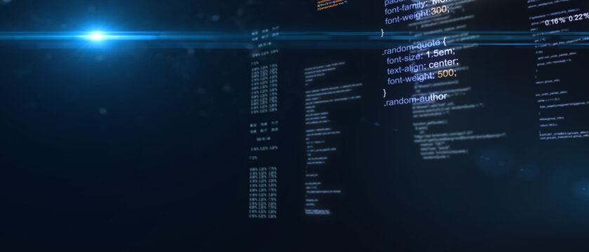 Technological background. Software source code. Program code. Programming code on virtual screen. Illustration.