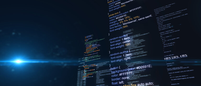 Technological background. Software source code. Program code. Programming code on virtual screen. Illustration.