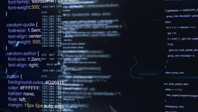 Technological background. Software source code. Program code. Programming code on virtual screen.