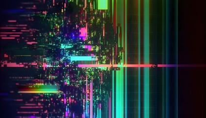 Heavy science glitch texture, futuristic glitch color noise blue pixel artifacts - obrazy, fototapety, plakaty
