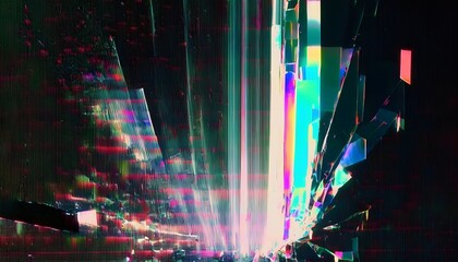 Motion glitch interlaced multicolored Distorted textured, futuristic glitch color noise blue pixel artifacts effect for digital composition