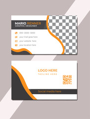 stylish blue wave business card vector design
vector formal double-sided Portrait template vector illustration.