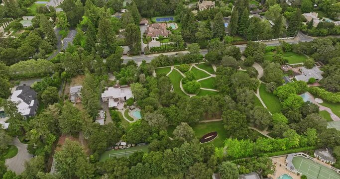 Atherton California Aerial v7 cinematic fly around beautiful scenic town capturing upscale homes in wooded residential area with abundant open space and greenery - Shot with Mavic 3 Cine - June 2022