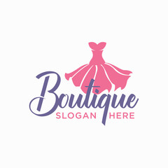 women clothing boutique vector logo design fancy dress shopping mall party dress
