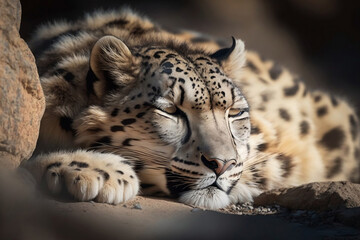 Leopard is sleeping in nature, Generative AI