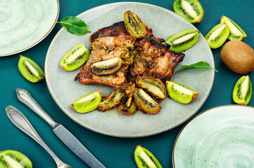 Spicy hot grilled ribs, barbecue meat