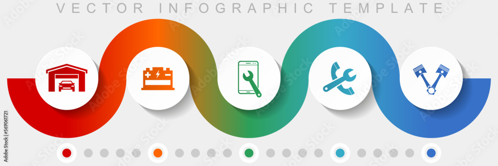 Leinwandbilder Workshop infographic vector template with icon set, miscellaneous icons such as pistons, battery, service and tools for webdesign and mobile applications