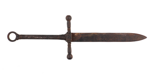 ancient rusty iron knight sword sword isolated on white background