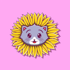 funny cat sun cartoon