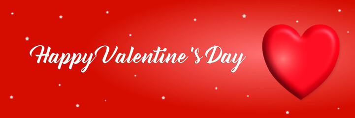 High resolution love valentine banner with red heart shapes and jewelries in red background. Horizontal poster, flyer, greeting card, website header.