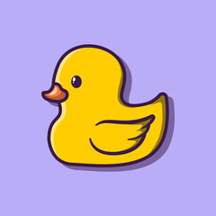 cute cartoon yellow rubber duck isolated