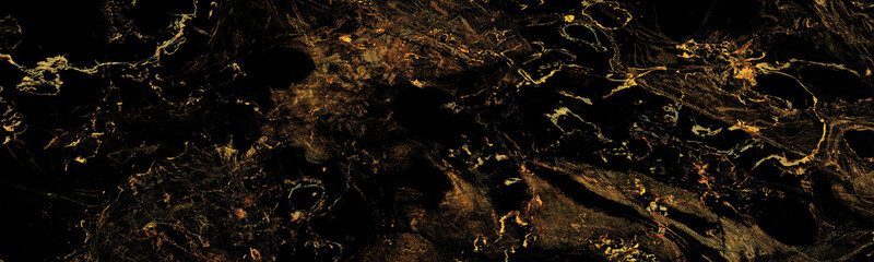 Obraz na płótnie Canvas abstract black marble background with golden veins, japanese kintsugi technique, fake painted artificial stone texture, marbled surface, digital marbling illustration