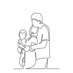 Vector illustration of father and mother holding newborn baby in their arms