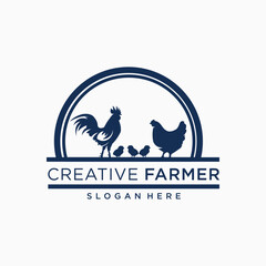 Vector chicken farm logo design rooster logo for poultry lovers chicken pieces and others