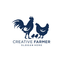 Fototapeta na wymiar Vector chicken farm logo design rooster logo for poultry lovers chicken pieces and others
