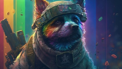 Creative 4k high resolution wallpaper art of a dog inspired by game movie with Tactical shooter with realistic military settings and weaponry by Pastel Drawing (generative AI)